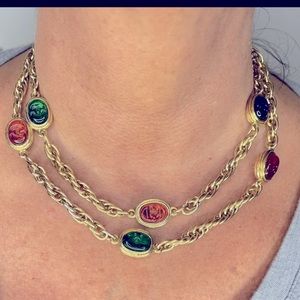 ❌❌❌SOLD❌❌❌CHANEL 1993 93 Gripoix Color Stone Long Necklace RARE 36”